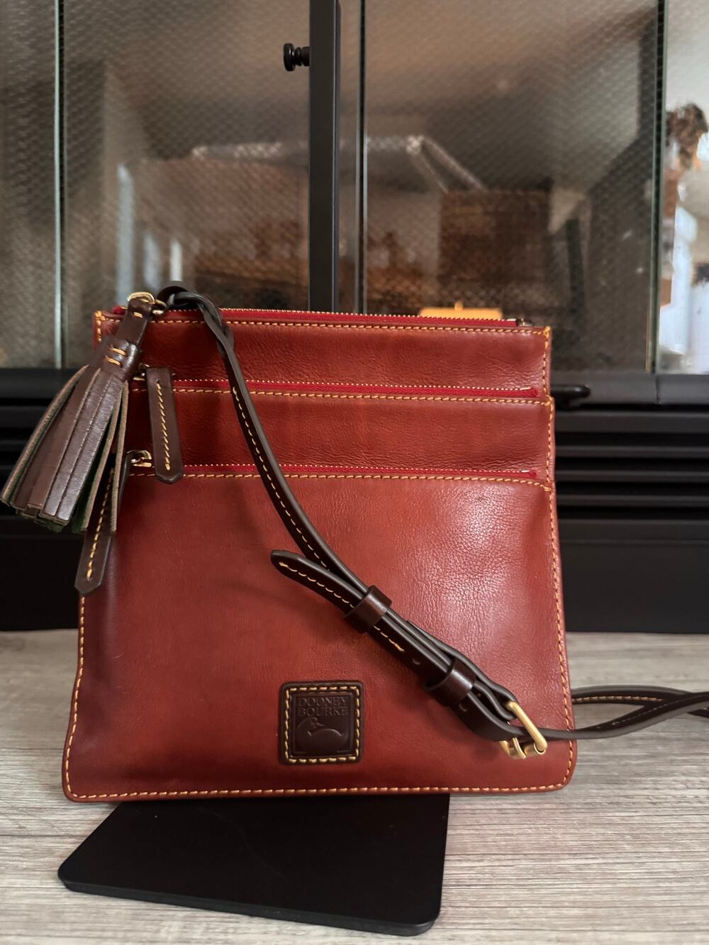 Dooney & Bourke Florentine Leather Triple Zip Crossbody - Bordeaux